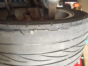 worn out tyre – unsafe on the road